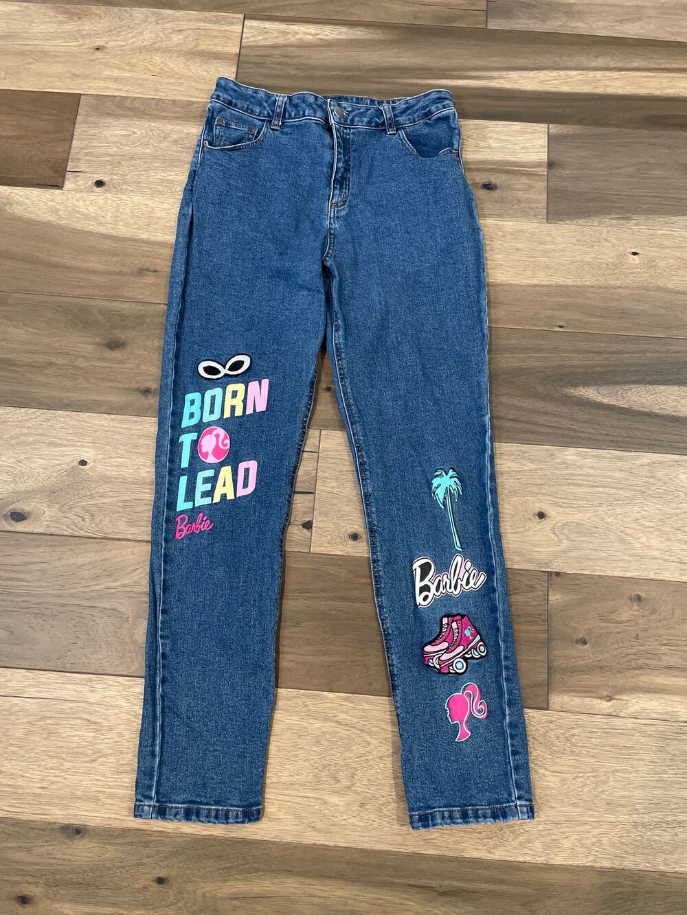 Barbie Cotton Jeans Size 18 with Barbie Decal on Legs